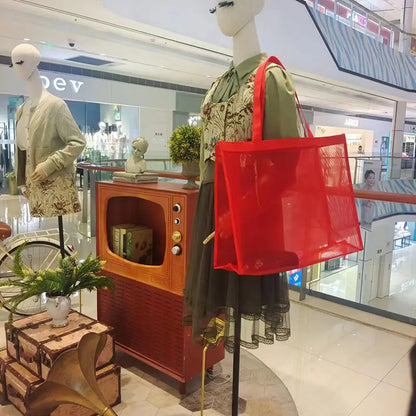 Mesh Handbag Transparent Shopping Bag Swimming Bag Nylon Mesh Dance Yoga Fitness Large Capacity Storage Bag Beach Bag