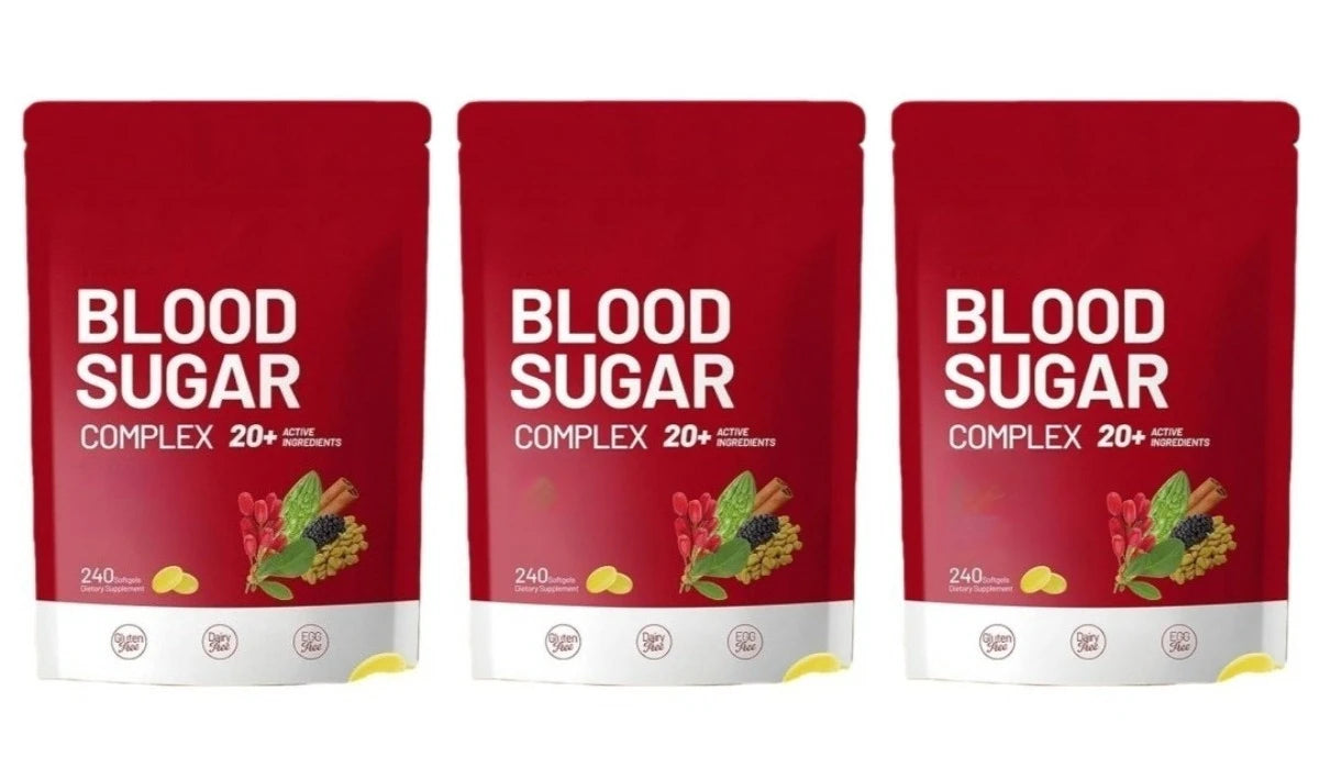 Blood Sugar Complex Supplement Advanced Formula with 20 Herbs and Vitamins Daily Health Support 240 Softgels Per Bag Vegan