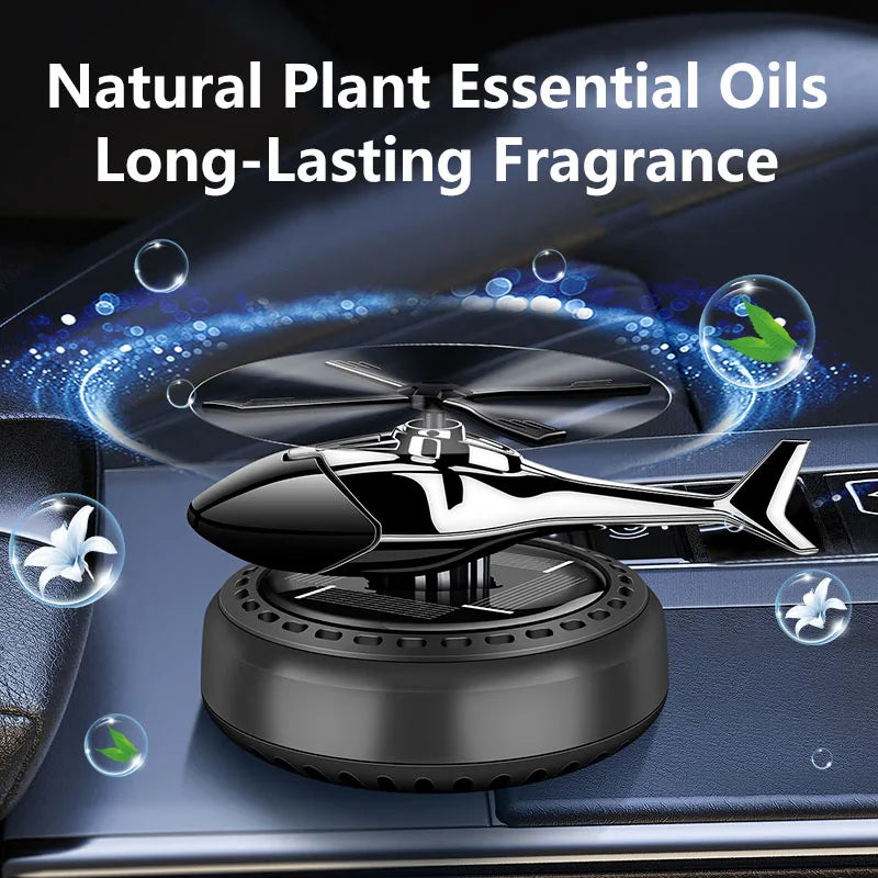 Solar Rotary Aromatherapy Helicopter Solar Aromatherapy Automobile Air Freshener Alloy + ABS Wood Perfume Automatic Diffuser