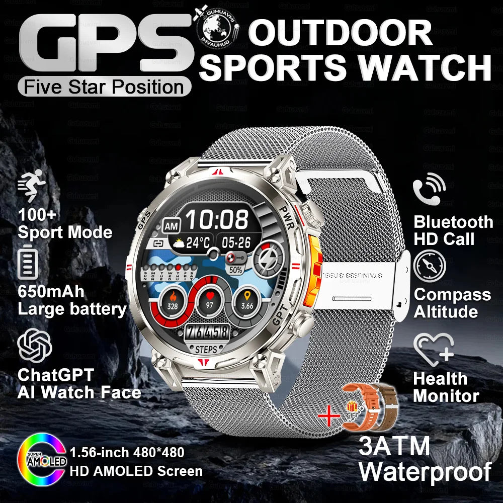 2026 New Ultra 650mAh Battery Smart Watch Built in GPS Compass 10ATM Waterproof Sports tracker Outdoors Military Smartwatches