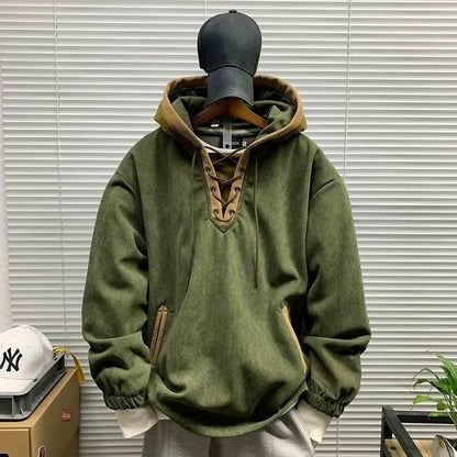 Spring and Autumn New Fashionable Solid Color American Retro Warm Hoodie Men's Loose Sports Large Size High Quality Coat L-4XL