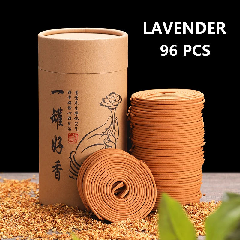 Incense Coils 96pcs Natural Sandalwood Scent Fragrance Handmade Incense Coil Burn for 2-4 Hours Relieve Stress YOGA