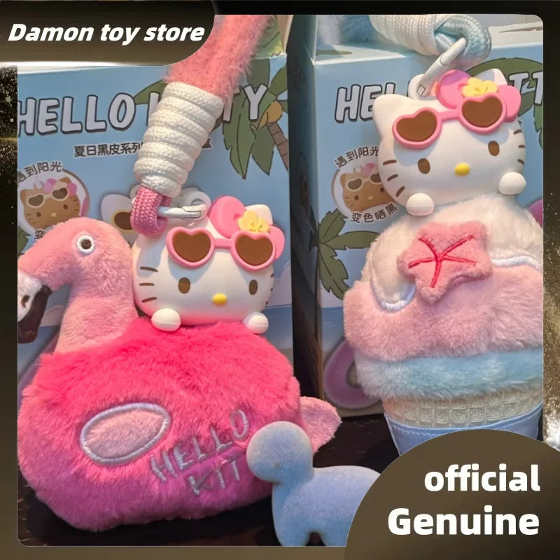 New Genuine Hello Kitty Summer Tan Skin Series Aromatherapy Pendant Blind Box Kawaii Hello Kitty Bag Pendant Mystery Box As Gift