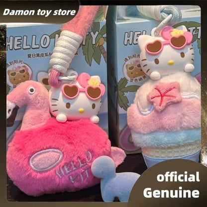 New Genuine Hello Kitty Summer Tan Skin Series Aromatherapy Pendant Blind Box Kawaii Hello Kitty Bag Pendant Mystery Box As Gift