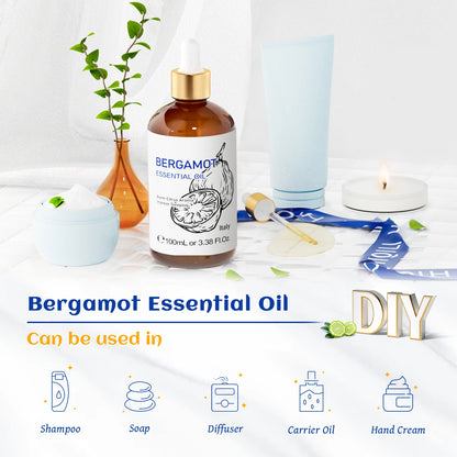 HIQILI Therapeutic Grade Essential Oil 100ml for Massage Relaxation Air Freshener Bergamot Peppermint Vanilla Chamomile Thyme