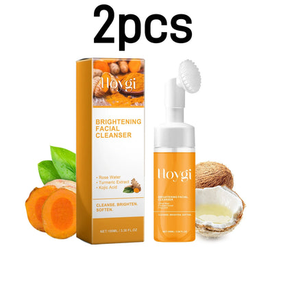 Hoygi Brightening Facial Cleanser Oil Control Deep Cleansing Softening Skin Smoothing Natural Formula Turmeric Foaming Cleanser