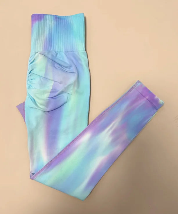 New Women Tie-dye Leggings Gym Athletic Workout Leggins High Waist Leggins Butt Lifting Yoga Pants Sports Training Tights