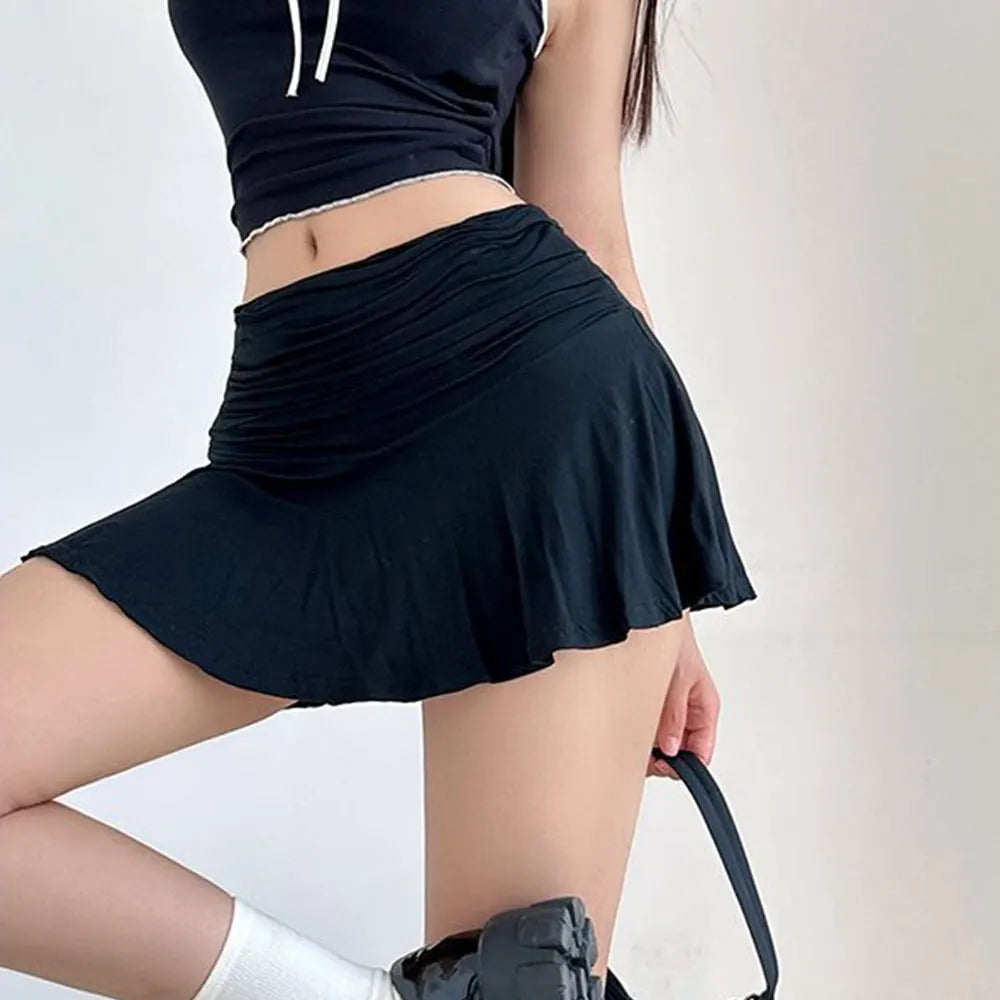 Y2k Style Mini Skirt Women High Waist Pleated Skirts Summer Soft Modal Sports Short Fitness Skirt Casual A-line Pleated skirt