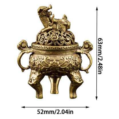 Antique Incense Burner Buddhist Hollow Incenses Holder With Cover Chinese Ancient Mini Censer Ornaments Home Office Decoration