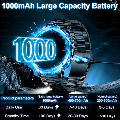 2026 New  Outdoor Adventure 1000mAh Large Battery  1.85"Smart Watch 10ATM Waterproof Voice Call Sports Men GPS Fitness Bracelet