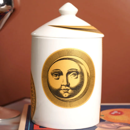 Nordic Retro Face Ceramic Jar Storage Bottle Aromatherapy Candle Cup Shaped Face Tea Jar Storage Box Container Crafts Decoration