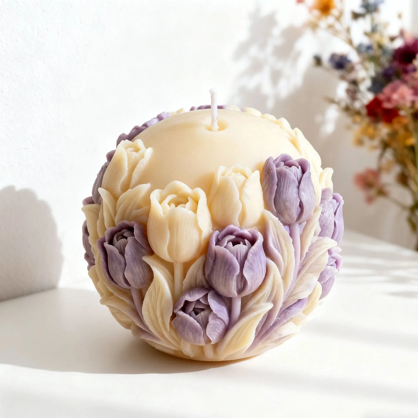 Tulip Flower Ball Candle Mold Floral Sphere Silicone Mold DIY Aromatherapy Scented Wax Plaster Diffuser Craft Home Decor