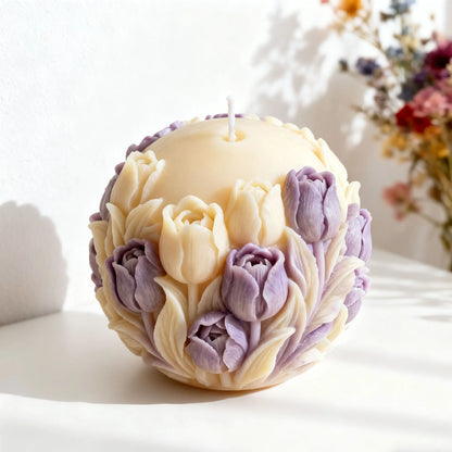 Tulip Flower Ball Candle Mold Floral Sphere Silicone Mold DIY Aromatherapy Scented Wax Plaster Diffuser Craft Home Decor