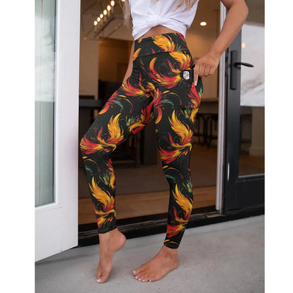 LETSFIND New Arrival Women Pockert Elastic Pants Fashion High Waist 3D Digital Printing Stretch Fitness Sexy Girls Leggings