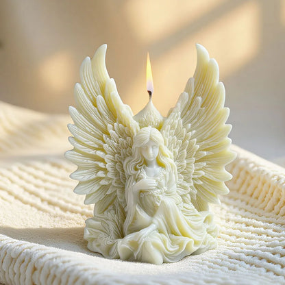 Winged Angel Soywax Candle Silicone Mold 3D Flower Fairy Painting Gypsum Resin Mold DIY Beauty Sculpture Aromatherapy Home Decor