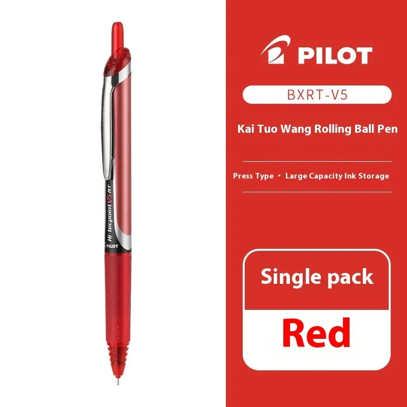Japanese Pilot Gel Pen, BXRT-V5 0.5mm Metal Needle Tip Black Red Blue Ink,Premium Smooth&Precise for Signing,Exams,Journaling