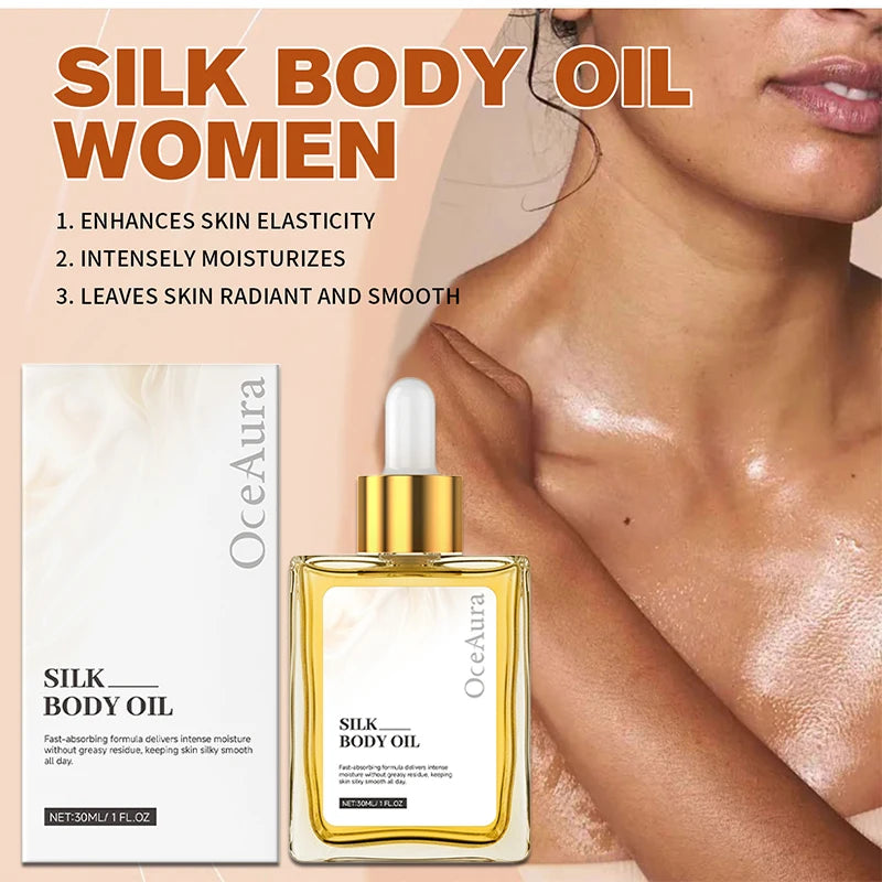Deep Nourishing Silk Body Oil Soothing Repair Dry Skin Brightening Glow Non-greasy Fast Absorbing Hydrating Skin Care Oil