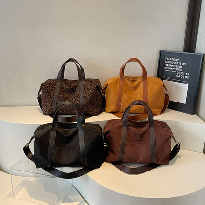 New handbag for womoen big totes Faux suede female Shoulder Crossbody Bags Large Capacity Travel Fitness bag brown bolsa