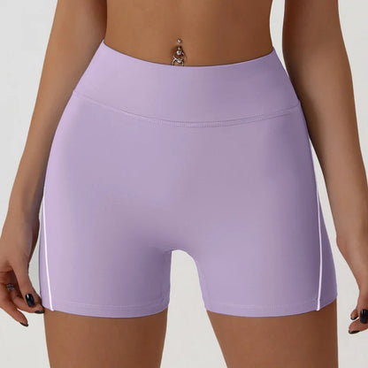 Nude High-elasticity Yoga Suit Contrasting Color Bra Halter Top Hip-lifting Fitness Line Shorts Pilates Sports Set