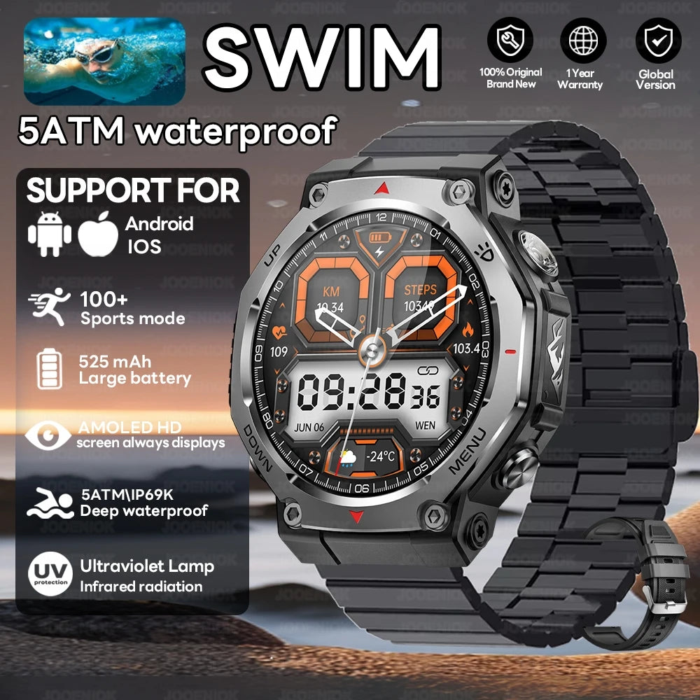 T-Rex 3 Ultra GPS Smart Watch 5ATM Waterproof Fitness Tracker 1.43-inch AMOLED Screen Military Sports Smartwatch Men