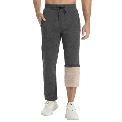 TACVASEN Winter Fleece Pants Mens Thicken Warm Thermal Trousers Drawstring Elastic Waist Jogging Pants Fitness Running Jogger