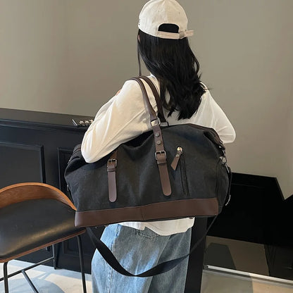 Canvas Travel Duffel Shoulder Crossbody Bag Shoes Compartment Gym Fitness Outdoor Short Distance Bag Luggage Weekend Handbag
