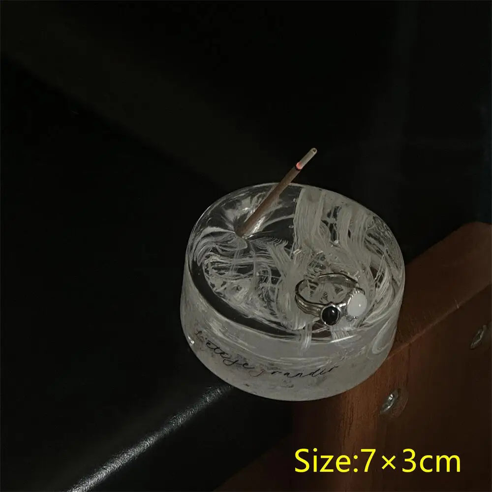 Handmade Air Bubble Glass Flat Line Fragrance Inserted Holder Aromatherapy Ornaments, Incense Sticks Tray Decorative Accessories