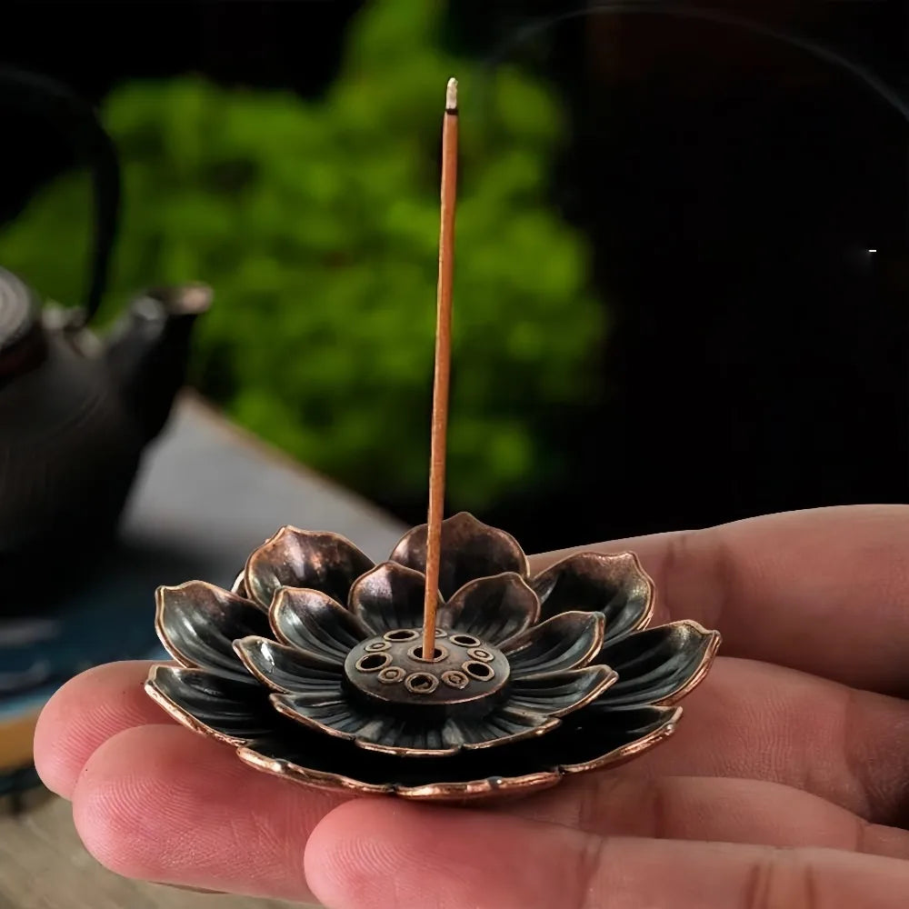 2-In-1 Porous Lotus Zen Line Incense Insertion Incense Holder Lotus Incense Burner for Sticks Plate Tray Retro Home Decorations