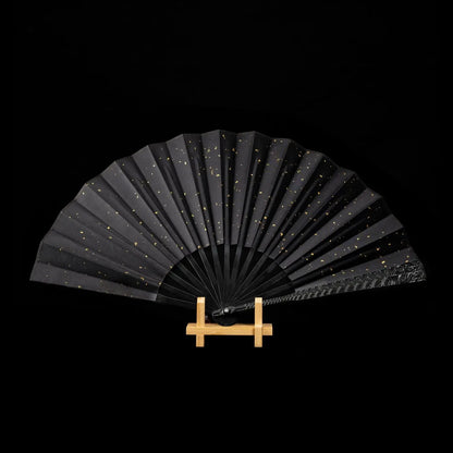 A 10-inch all-metal fan ornament made of classical printed and dyed silk fabric with dragon patterns
