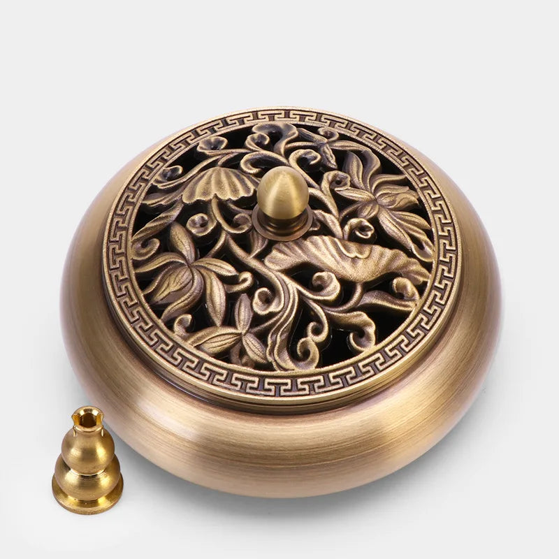 Incense Furnace Pure Copper Household Indoor Sandalwood Antique Pan Incense Furnace Soothes The God Incense Furnace
