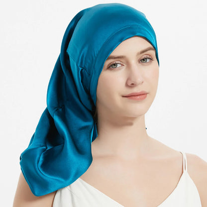 100% Mulberry Silk Sleeping Cap Long Hair Night Silk Sleep Bonnet Cover for Women for Hair Care 60*33CM