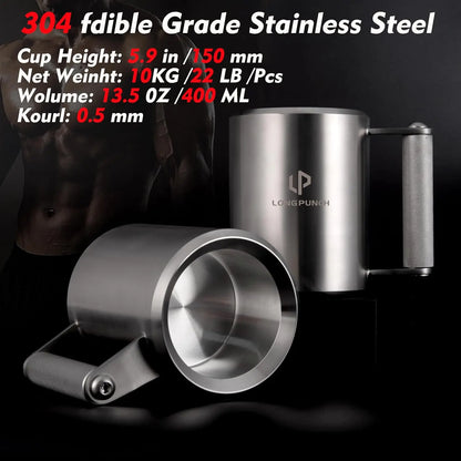 Heavy Mug 10KG/22LB 14 oz, Stainless Steel Overweight Dumbbell Cups, Fitness Sports Water Cup, Funny Beer Mug, Gym Workout and C