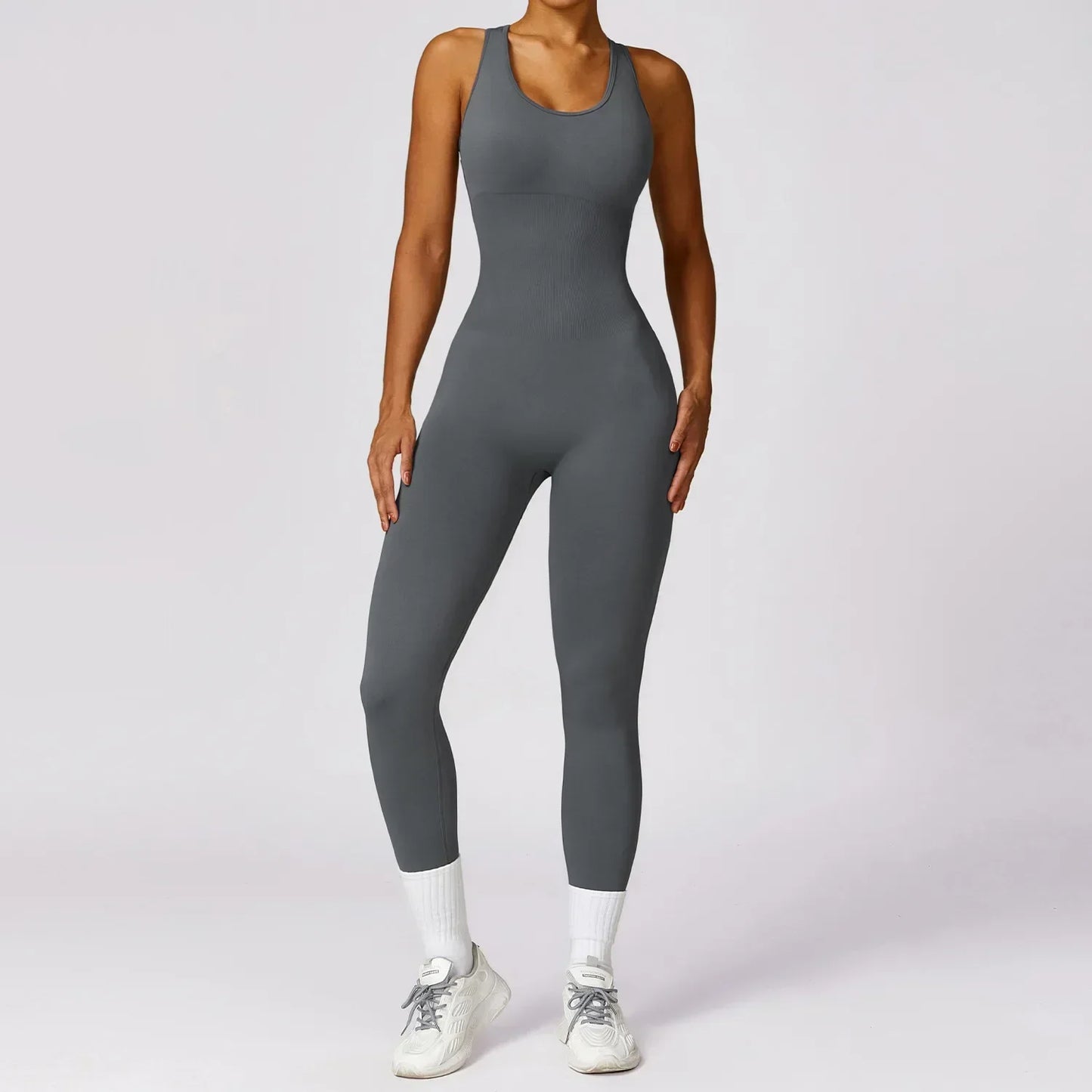 Seamless Gym Sport Jumpsuit Women Sportswear Sexy Hollow Backless Scrunch Fitness Overalls Push Up One Pieces Outfit Yoga Wear