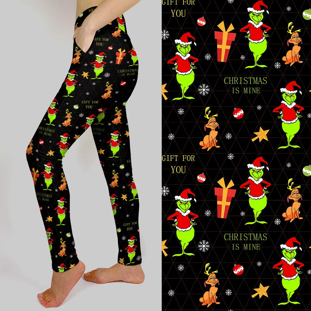 LETSFIND New Arrival Pockets Women Leggings 3D Christmas Print Fitness Legging High Waist Elastic Inside Pockets Pants
