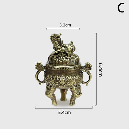 Antique Incense Burner Buddhist Hollow Incenses Holder With Cover Chinese Ancient Mini Censer Ornaments Home Office Decoration
