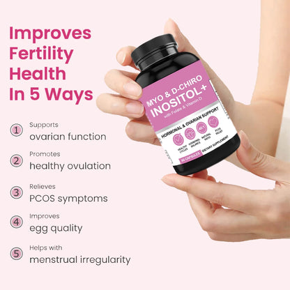Myo-Inositol & D-Chiro Inositol Supplement for Women | Fertility Supplements for Hormonal Balance & Ovarian Health Support, 60 C
