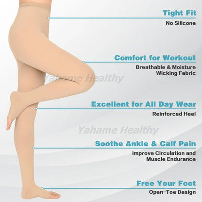 20 - 30mmHg Compression Stockings Closed/Open Toe Waist High Compression Leggings for Edema, Varicose Veins, Swelling, Pregnant