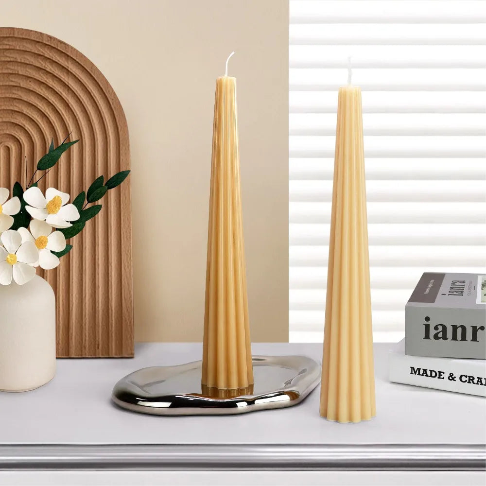 Geometry Line Cone Plastic Candlestick Mould Easy Demold DIY Candle Holder with Base Acrylic Mold Wedding Art Aromatherapy Decor