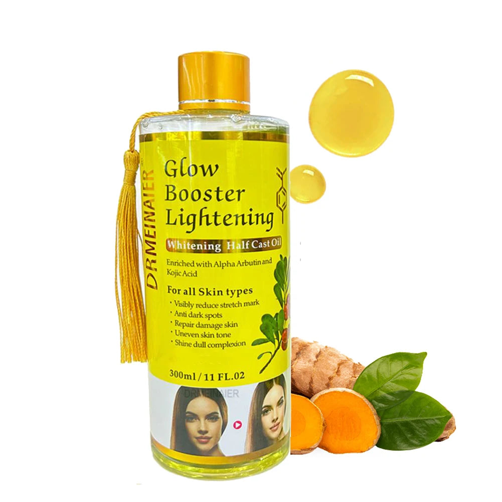 Face Ligthening Massage Oil with Arbutin Kojic Acid, Turmeric Oil for Glowing Skin, Brightening Moisturizing Peeling Oil 300ml