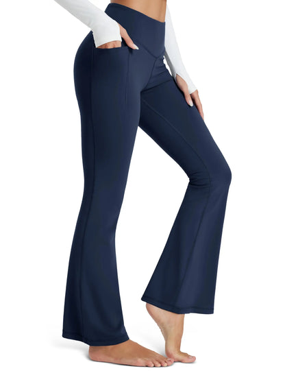 TACVASEN Womens Yoga Flare Leggings with Pocket  Wide Leg Stretch Moisture Wicking Pants High Waisted Tummy Control Yoga Pants