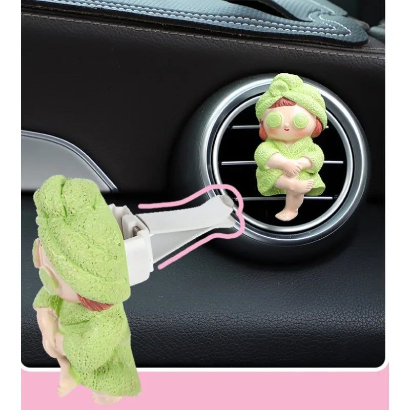 1pc Car Ice Cream Girl Vent Aromatherapy Clip Harmless Resin Cute Cartoon Comic Playful Bathrobe Interior Decoration Accessories