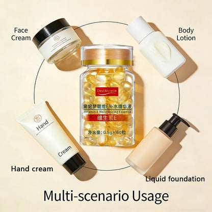 0.5g * 60pcs Vitamin E moisturizing essence oil can be used with face cream, body milk, liquid foundation and conditioner