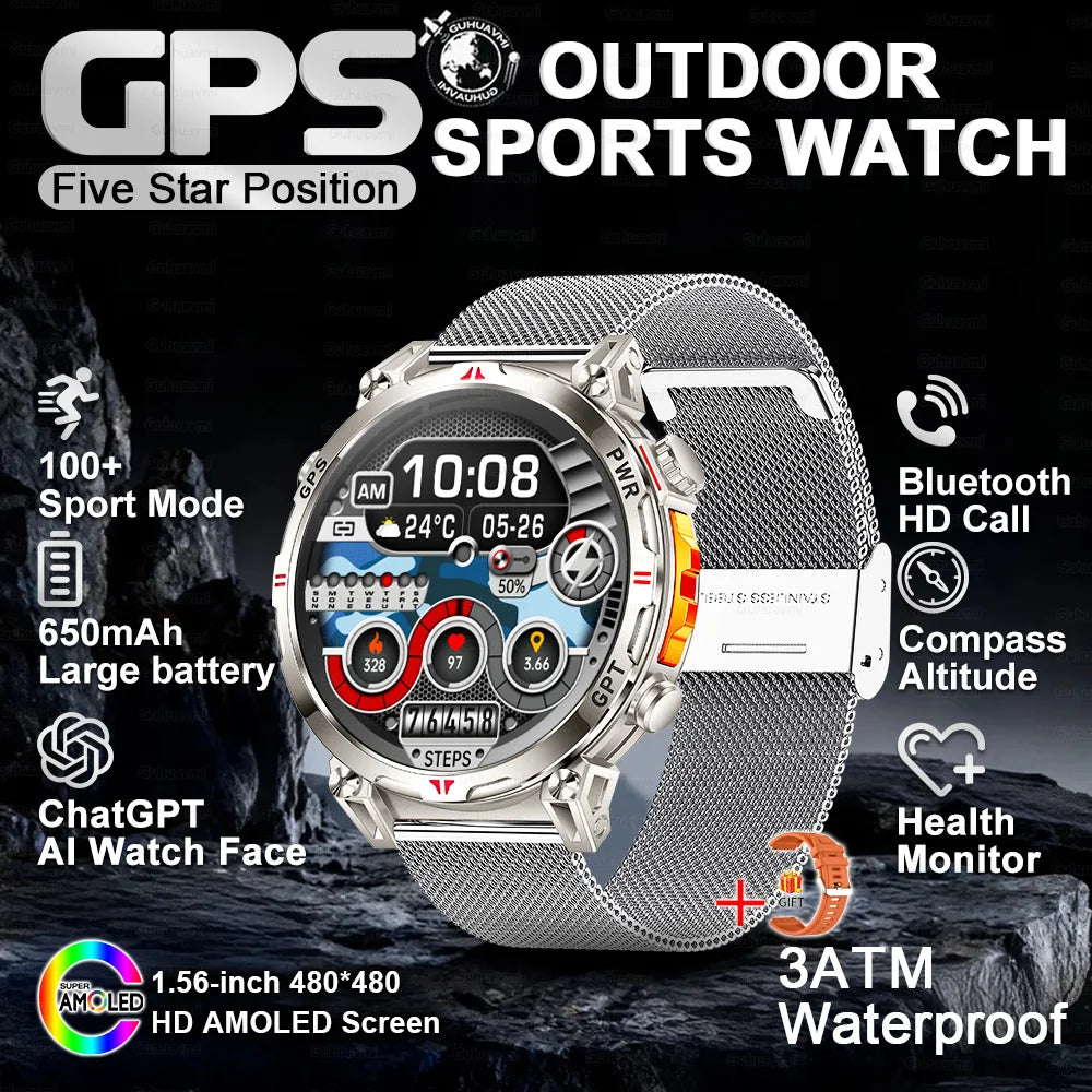 2026 New Ultra 650mAh Battery Smart Watch Built in GPS Compass 10ATM Waterproof Sports tracker Outdoors Military Smartwatches
