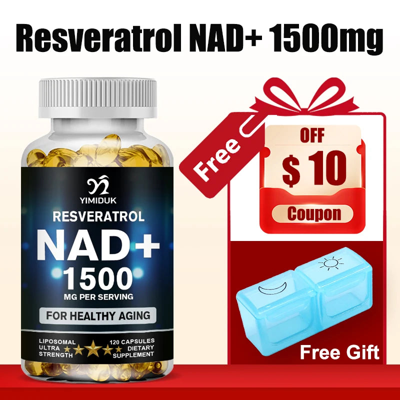 NAD Capsules Supplements - with Resveratrol, Natural Energy, Anti-aging & Cellular Health, Strengthens The Immune System
