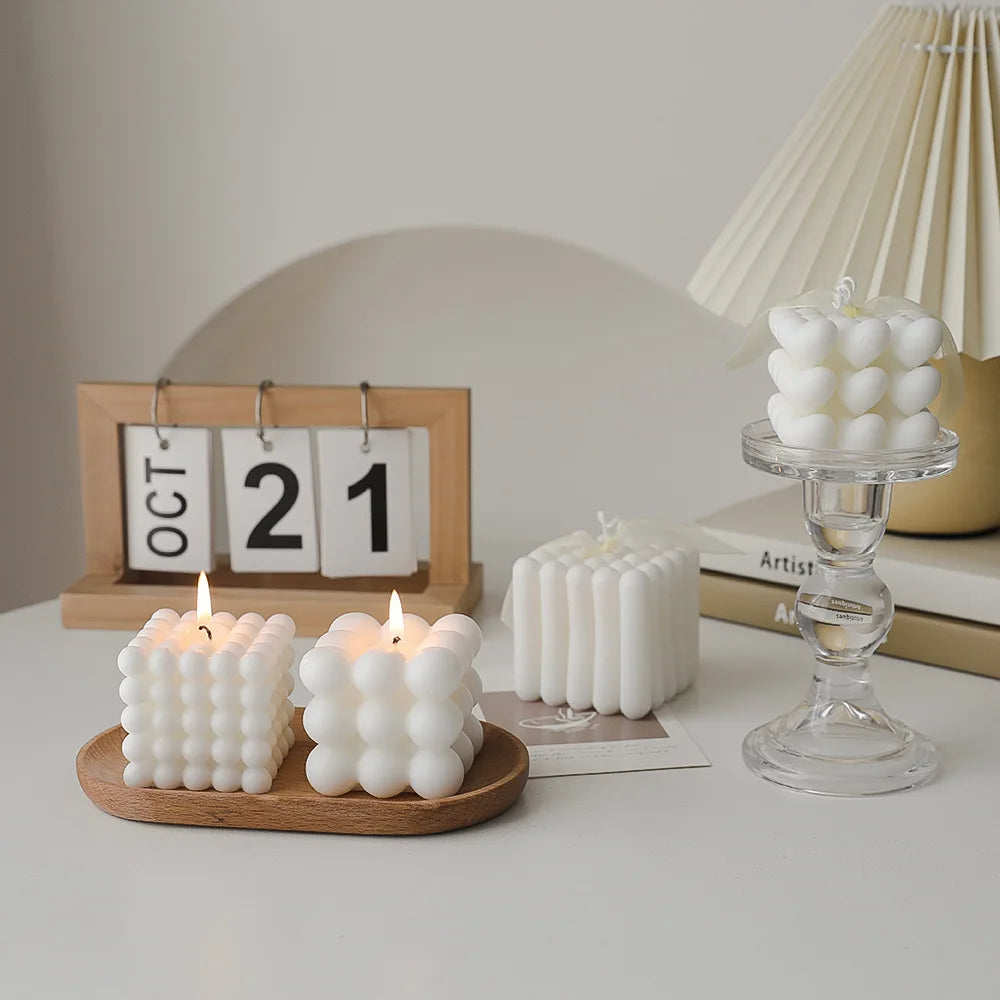 Rubik's Cube Scented Aromatic Candles Soy Wax Candles White English Pear & Freesia Aromatherapy Candle Wedding Home Decoration