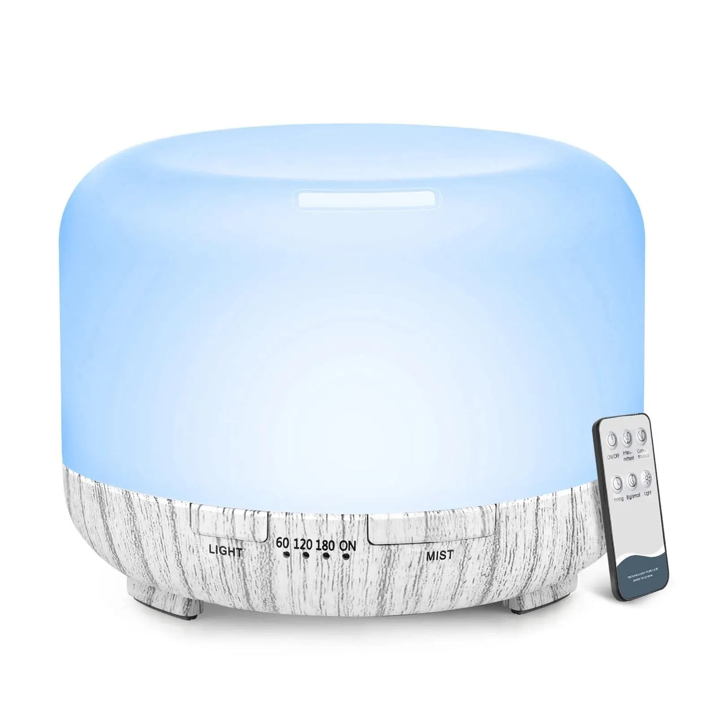 500ML Aroma Diffuser Wood Grain Color, 5V 2A USB Power Essential Oil Aromatherapy Diffuser with Remote Control for Home Office