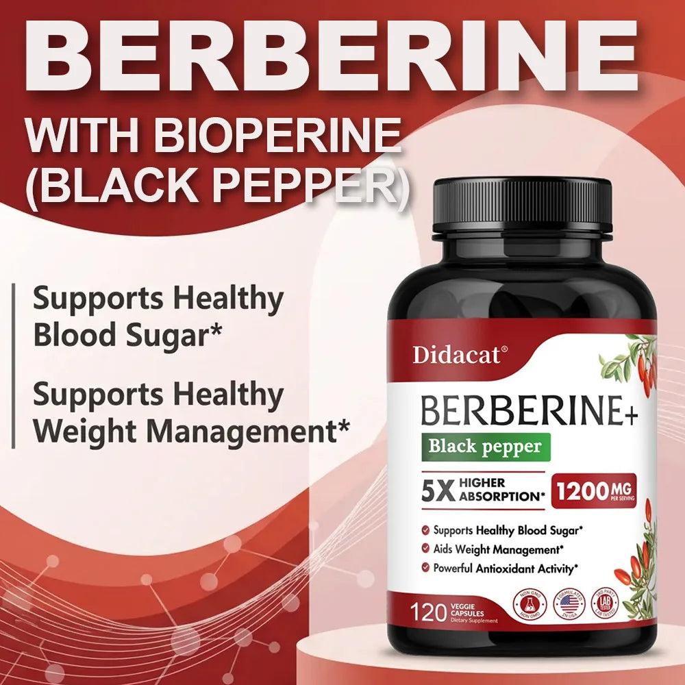 1200 MG Premium Berberine Supplement Capsules Supports Immune System, CardiovascularHeart & Gastrointestinal Wellness