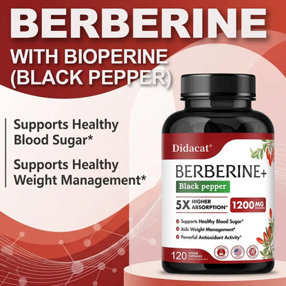 1200 MG Premium Berberine Supplement Capsules Supports Immune System, CardiovascularHeart & Gastrointestinal Wellness