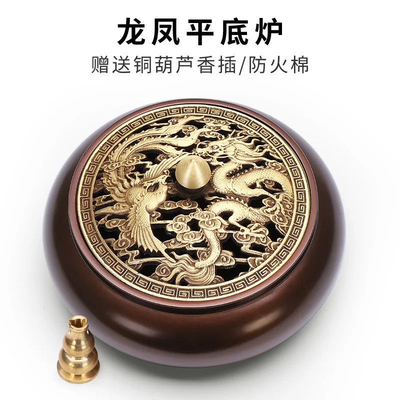 Incense Furnace Pure Copper Household Indoor Sandalwood Antique Pan Incense Furnace Soothes The God Incense Furnace