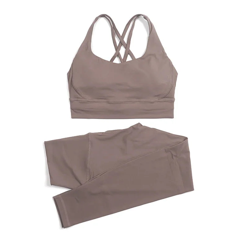 TRY TO BN Yoga Set Fitness Sports Bra Naked Leggings Women's Tracksuit Sportwear Breathable Workout Two Pieces Suit Gym Clothing